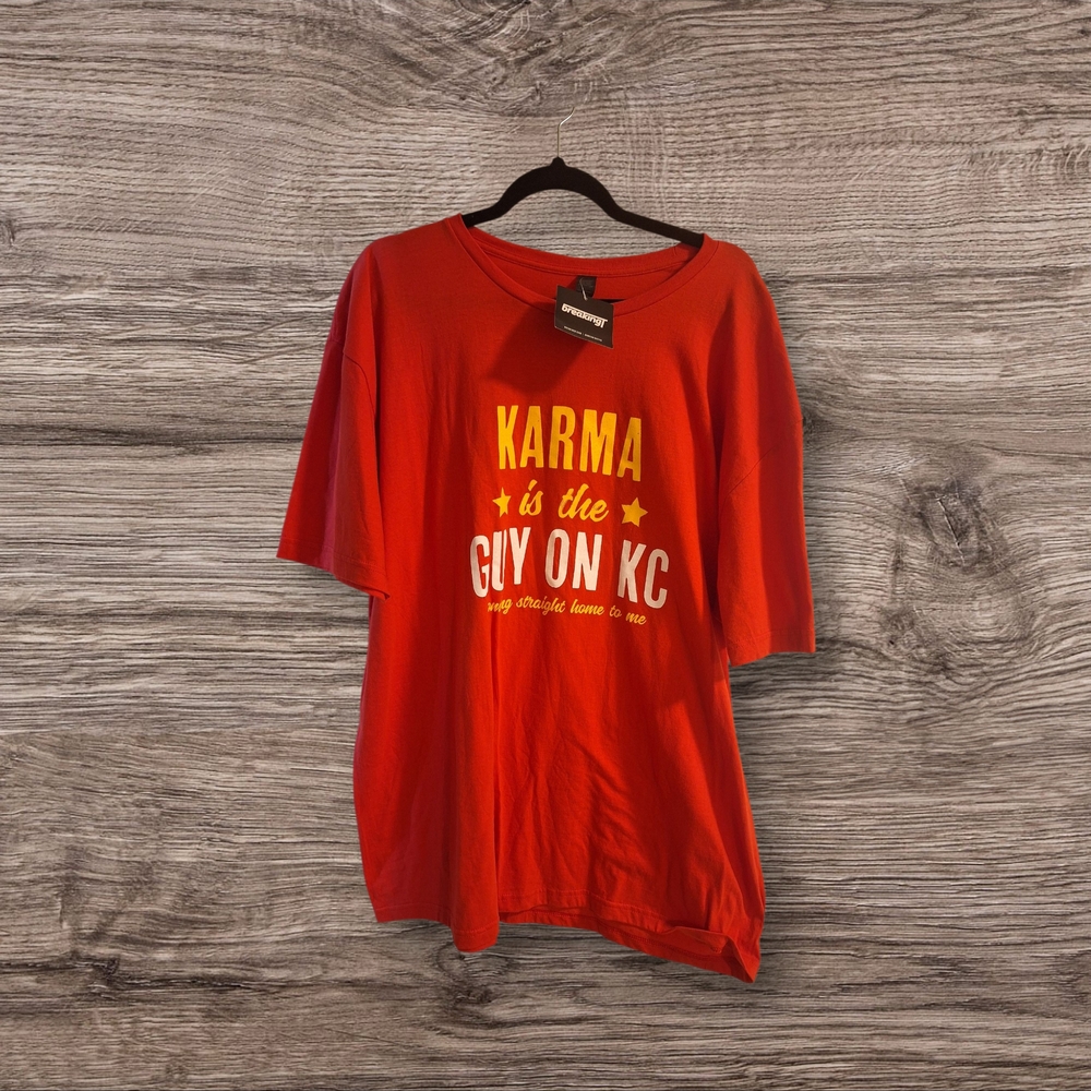 Taylor Swift KC T SHIRT Red Graphic with Yellow and White Text 2XL